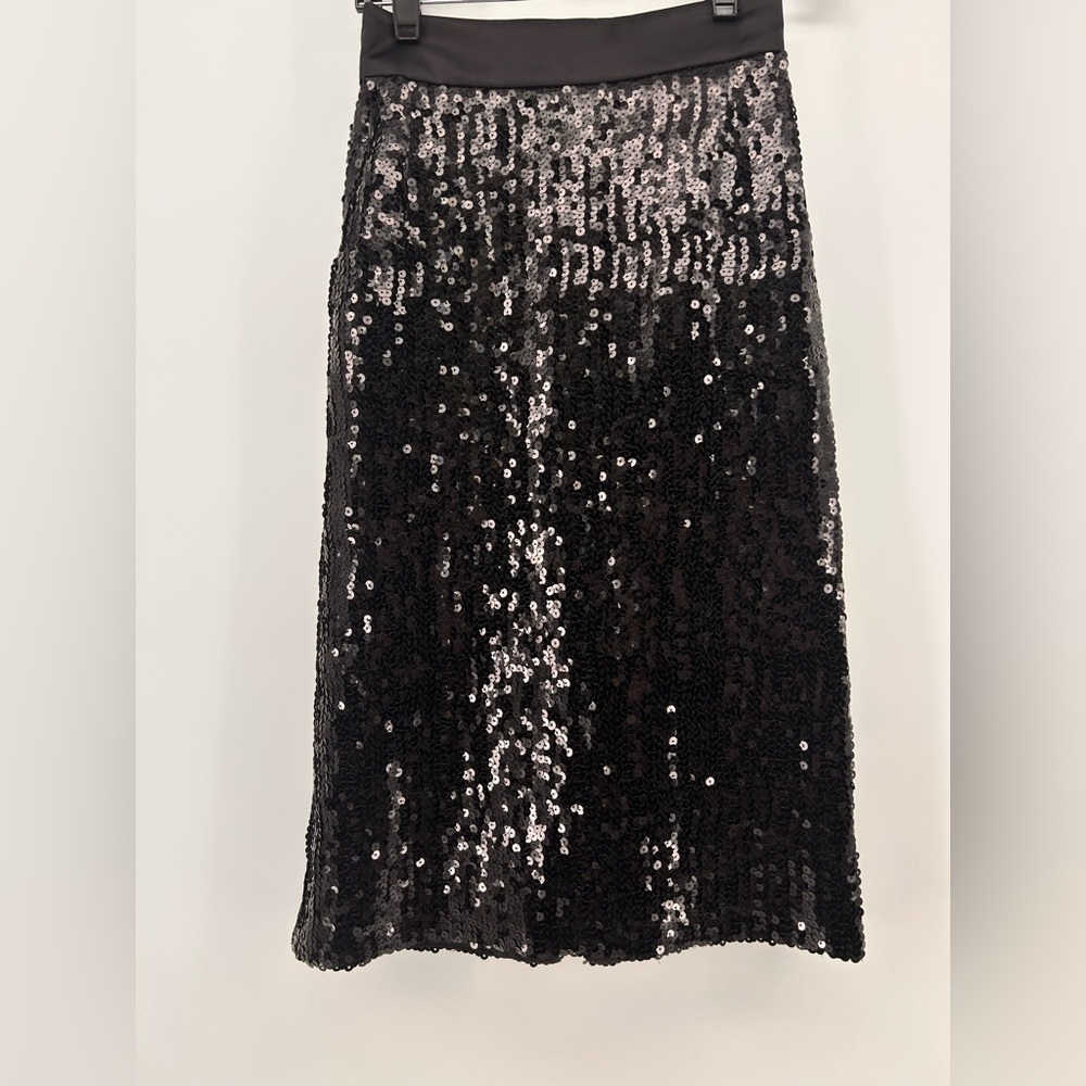 AKRIS Black Sequin BEADED PENCIL SKIRT QUIET LUXURY OLD MONEYSIZE 4